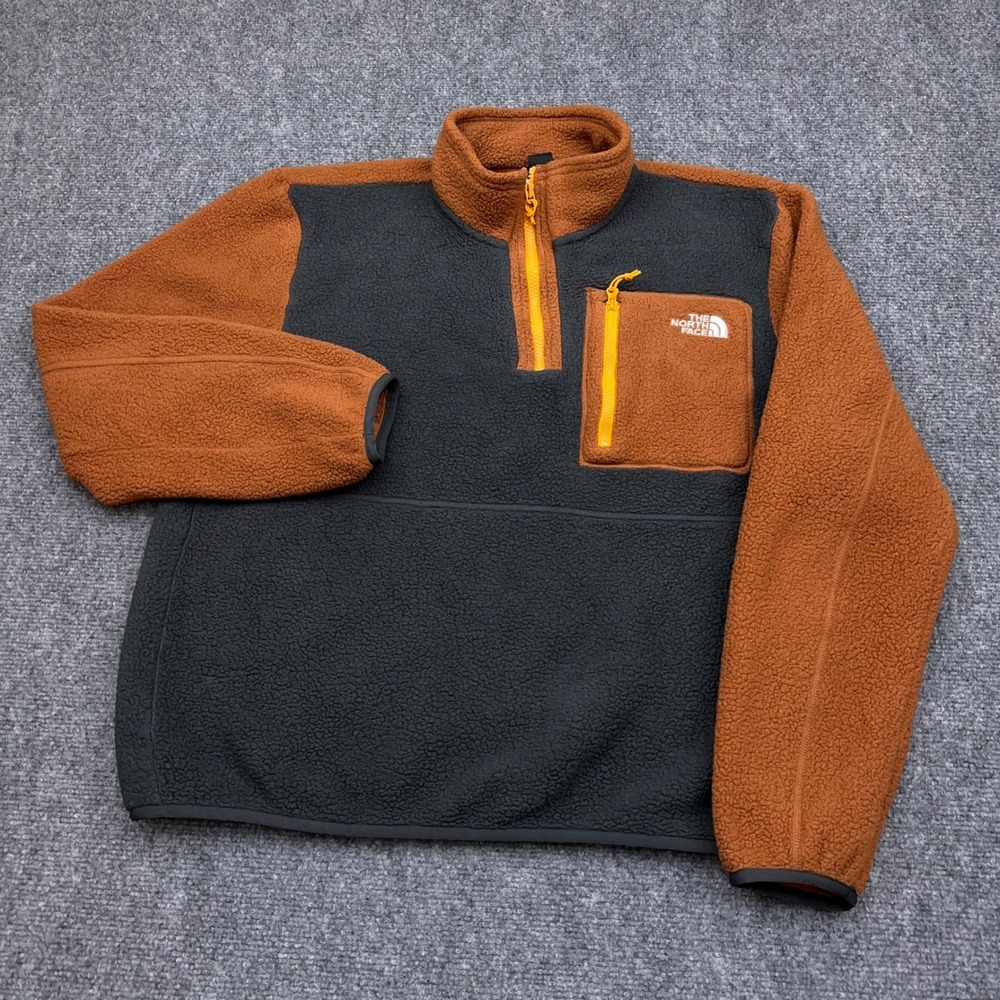 The North Face Yumiori 1/4 Zip Fleece Pullover Mens M Grey Burnt Umber NF0A883S